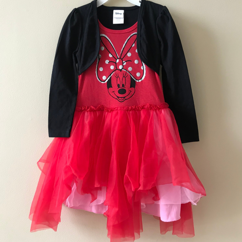 Disney Minnie Mouse Girls 4 Red Tulle Dress Holiday Christmas